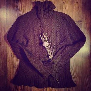 Ralph Lauren Lambswool Ruffled Turtleneck Sweater